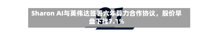 Sharon AI与英伟达签署六年算力合作协议，股价早盘下挫7.1%-第2张图片