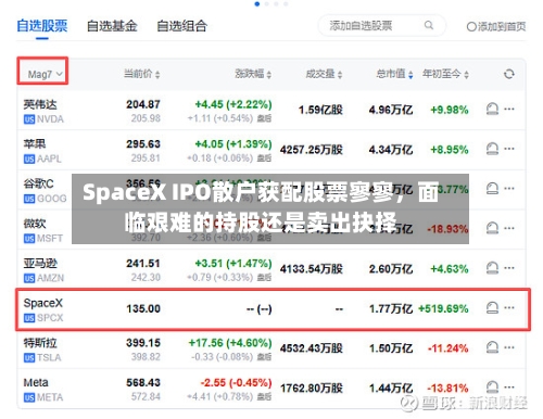 SpaceX IPO散户获配股票寥寥，面临艰难的持股还是卖出抉择-第2张图片