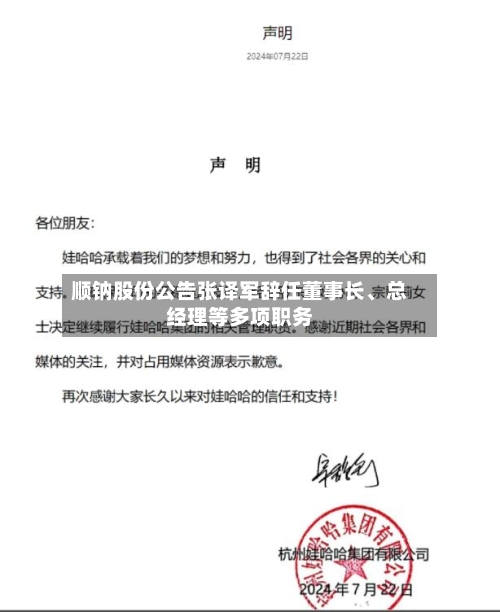 顺钠股份公告张译军辞任董事长、总经理等多项职务-第2张图片