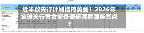 近半数央行计划增持黄金！2026年全球央行黄金储备调研藏着哪些亮点？-第2张图片