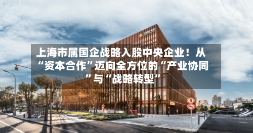 上海市属国企战略入股中央企业！从“资本合作	”迈向全方位的“产业协同”与“战略转型”-第2张图片