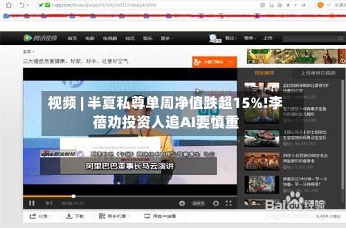 视频 | 半夏私尊单周净值跌超15%!李蓓劝投资人追AI要慎重