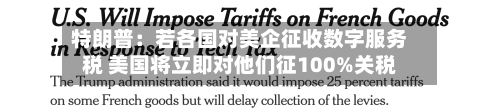 特朗普：若各国对美企征收数字服务税 美国将立即对他们征100%关税