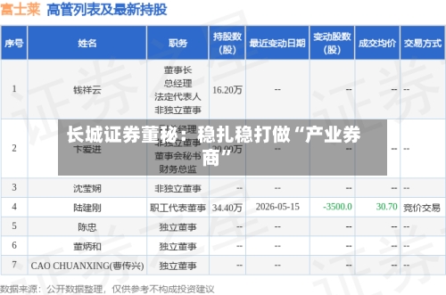 长城证券董秘：稳扎稳打做“产业券商”-第2张图片