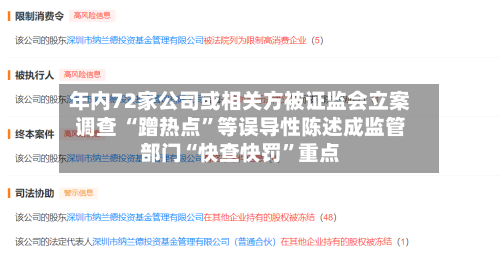 年内72家公司或相关方被证监会立案调查 “蹭热点”等误导性陈述成监管部门“快查快罚”重点-第2张图片