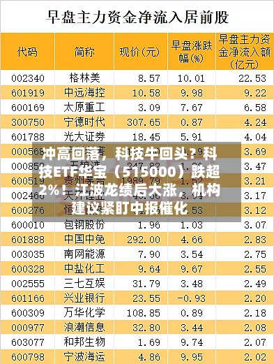 冲高回落	，科技牛回头？科技ETF华宝（515000）跌超2%！江波龙绩后大涨，机构建议紧盯中报催化-第2张图片