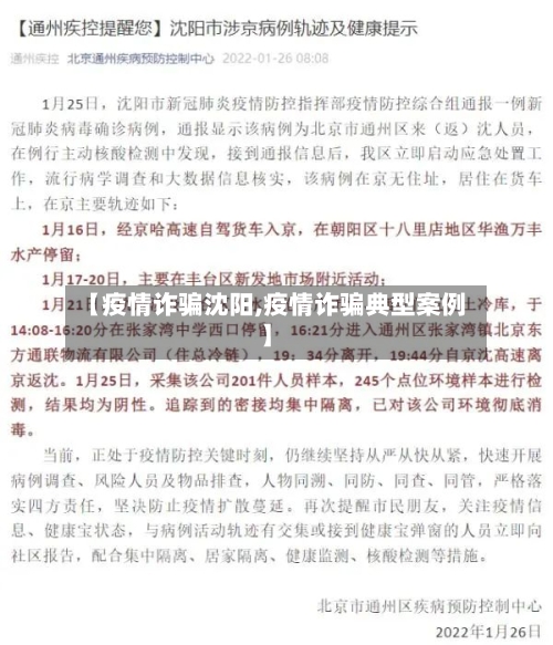 【疫情诈骗沈阳,疫情诈骗典型案例】